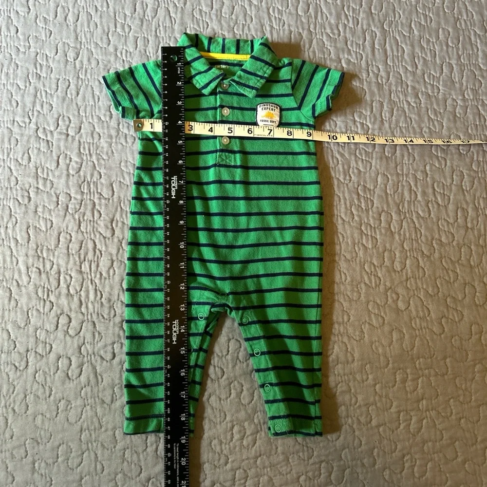 Carter's Green and Black Striped Bodysuit